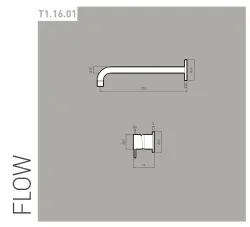 Robineta pentru chiuveta Waterevolution Flow incastrata, neagra mata, cu gura de scurgere de 10 cm, T116BPR-10.
