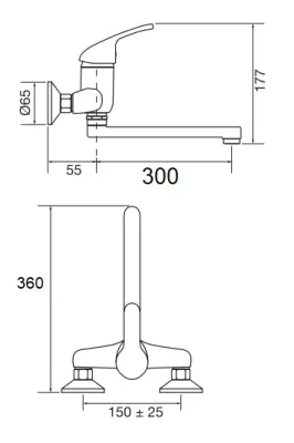 Blusani Robinet de bucătărie de perete Crom cu duză extra lungă în total 35,5 cm 1208953263