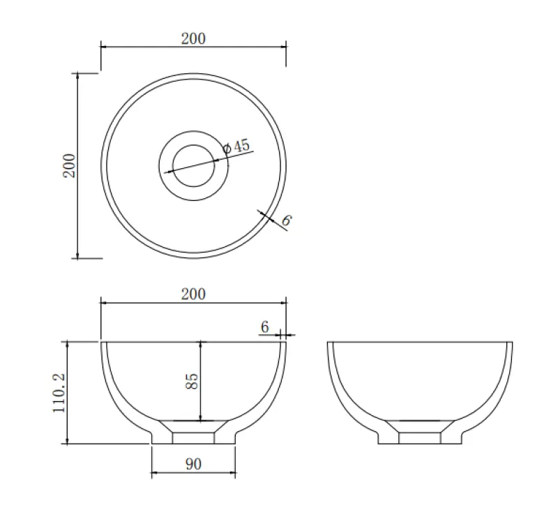 Chiuvetă mică Solid S, Solid Surface, rotundă, 20 x 20 x 11 cm, negru mat, 1208953268