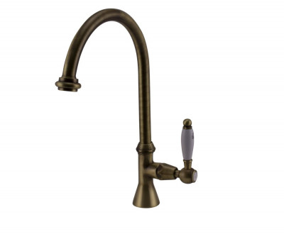 Robinetele clasice PB cu maner alb, apă rece, cu gură rotundă înaltă, bronz 1208953278.