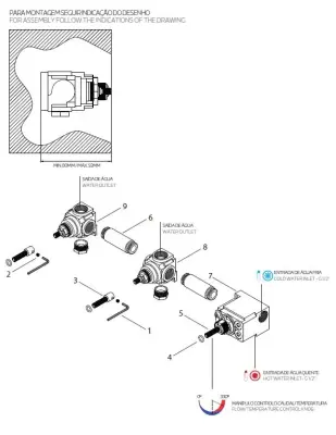 Waterevolution Flux termostat de duș incorporat cu 2 robinete de oprire, alb mat, 1208953386