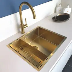 Lorreine 3415SP-Gold Luxe 1,5 chiuveta cu două cuve din oțel inoxidabil placată cu aur PVD Gold 3415cm 1208953417