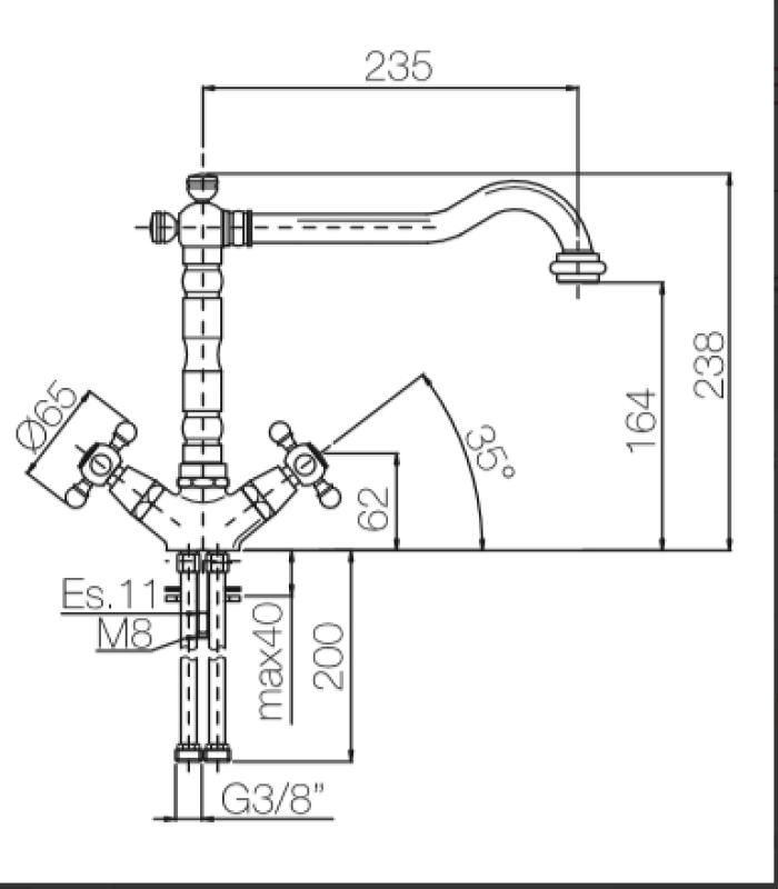 Robinet de bucătărie rustic nostalgic V1910 negru mat 1208953461