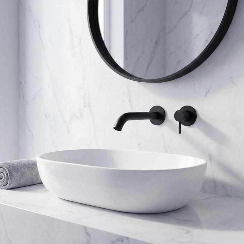 Robineta de amestec pentru chiuvetă incorporată SB Round, negru mat - 102mm.