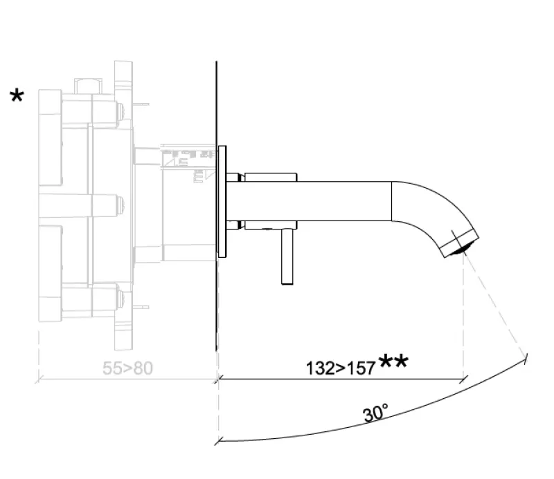 Robineta de baie încorporată SB Round, negru mat - 132mm