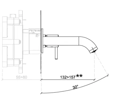 SB Round robinet de lavabo encastré chromé 132mm