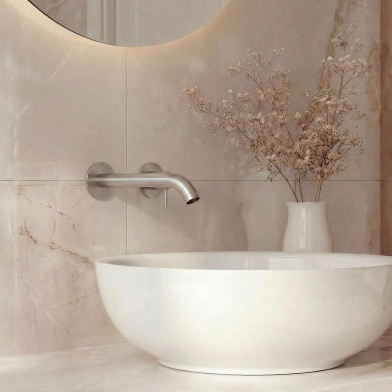 Robineta de amestec incorporabilă SB Round, finisaj nichel mat, pentru chiuvetă, 162 mm