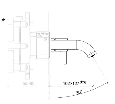 SB Round robinet monocomandă încorporat în chiuvetă, finisaj din alamă periată PVD, 102mm