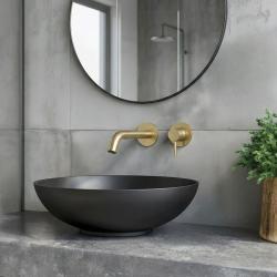 Robineta de baie SB Round, montată încastrat, din alamă periată PVD, cu 162mm