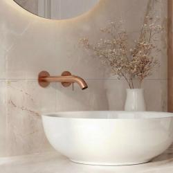 Robineta de amestec pentru chiuvetă SB Round incorporabilă, finisată în cupru periat PVD, cu diametru de 162mm.