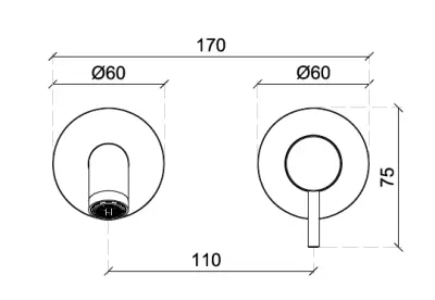 Robineta de baie incastrabila SB Round 316, finisaj cupru periat PVD, 162mm.