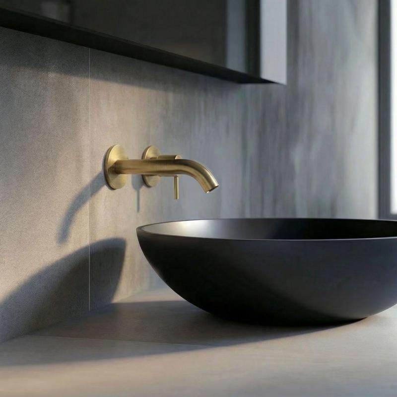 SB Rotundă 316 robinet incorporat pentru chiuvetă cu finisaj din alamă periată PVD, 132mm.