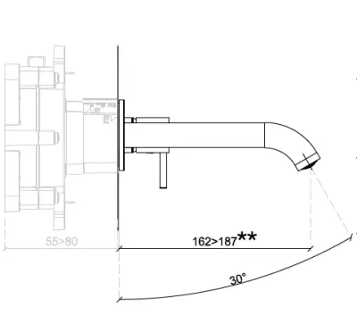 Robineta de amestec pentru chiuvetă încorporată SB Round 316, finisaj din alamă periată PVD, 162 mm.