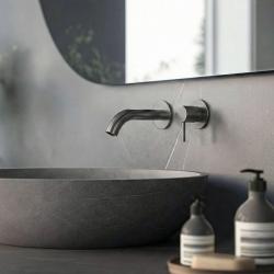 Robineta de încorporare pentru chiuvetă SB Round 316, finisată în Gun Metal PVD, cu lungimea de 102 mm.