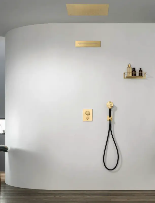 Dușul de ploaie încorporat SB Square, 380x380 mm, din alamă periată PVD.