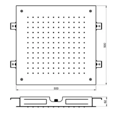Duș de ploaie încorporat SB Square, 500x500 mm, din alamă periată PVD.