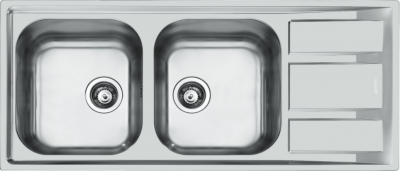 Foster Marine Inox 316 Chiuvetă Dublă Reversibilă cu Zonă de Picurare 116x50 cm Montaj de Suprafață 1208953556