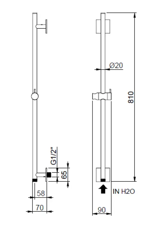 SB 316 Set de bara de dus cu duș manual și furtun de duș din oțel inoxidabil.