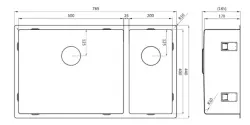 Lorreine 5020SP, chiuvetă mare din oțel inoxidabil, cu o jumătate și jumătate de chiuvetă, de 5020 cm, montaj plan, sub blat și deasupra blatului, 1208953620.