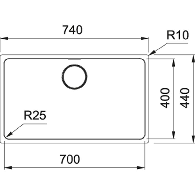 Franke Mythos MYX 110.70 chiuvetă din oțel inoxidabil 70x40cm sub blat 122.0638.271