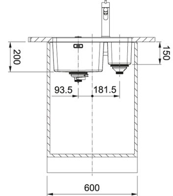 Franke Mythos MYX 160.34.16 BL chiuvetă din oțel inoxidabil cu o cuvă și jumătate sub blat 34+16cm 122.0638.273