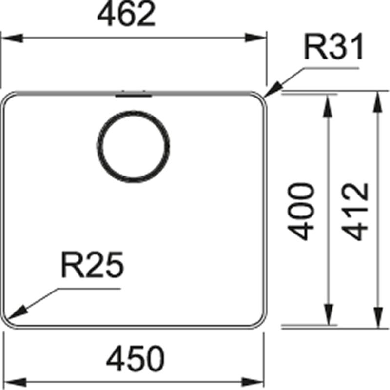 Franke Mythos MYX 210.45 chiuvetă din oțel inoxidabil 45x40 cm montaj la nivel 127.0638.275