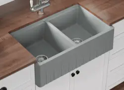 GraniteMy Tradition chiuvetă dublă rustică cu două cuve din granit 80x50cm alb montaj pe blat, sub blat și la nivel 1208953698