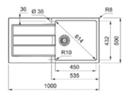 Franke Sirius 2 S2D 611 chiuvetă din material plastic cu scurgere albă montare 100x50 143.0634.551