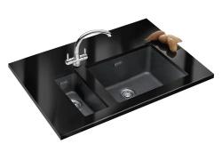 Franke Sirius 2 S2D 610.50 chiuvetă neagră din plastic 56x53cm de suprafață cu gaură pentru robinet 114.0271.940