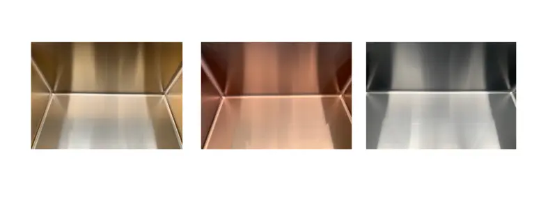 Chiuvetă din oțel inoxidabil Ausmann Weser RVS, placată cu aur PVD Gold, 45x51, cu orificiu pentru robinet, de tip submontare, suprafață plată și suprapusă, 080891.