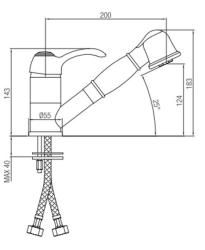 PB Robinet de bucătărie nostalig cu înălțime redusă și duș manual extensibil crom 1208953752
