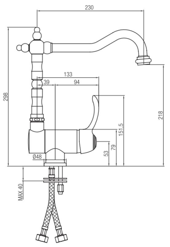 PB Vintage Robinet de bucătărie Nostalgic robinet de fereastră pliabil Bronz 1208953756