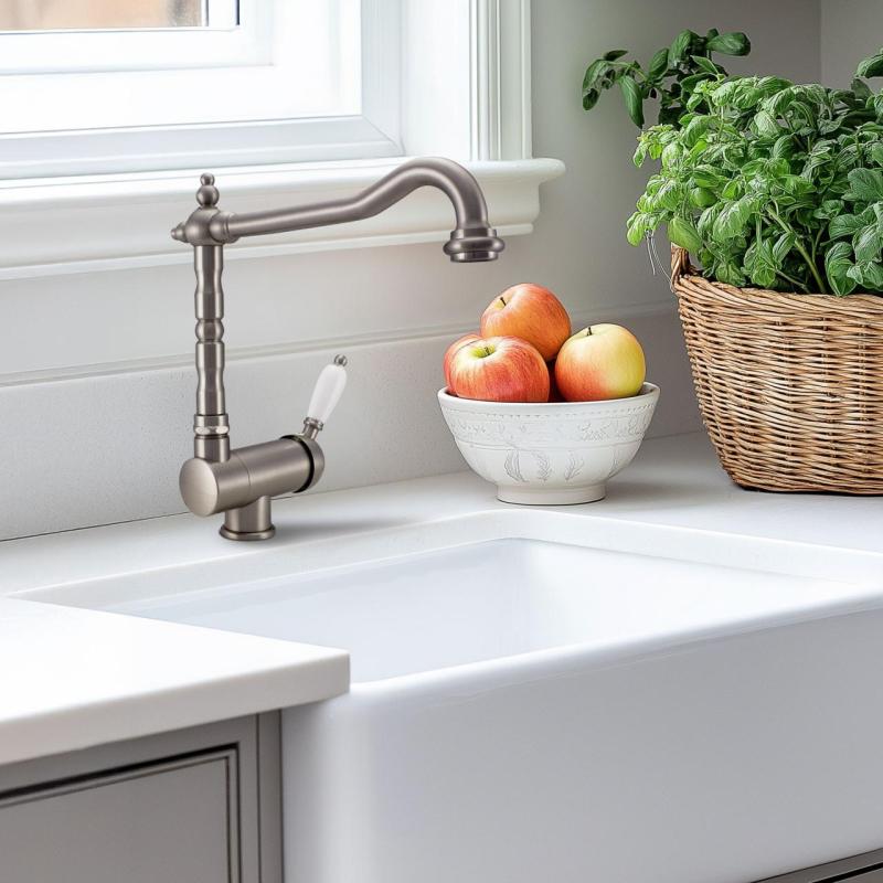 PB Robinet de bucătărie Vintage nostalgic Robinet de fereastră pliabil în jos din oțel inoxidabil 1208953757