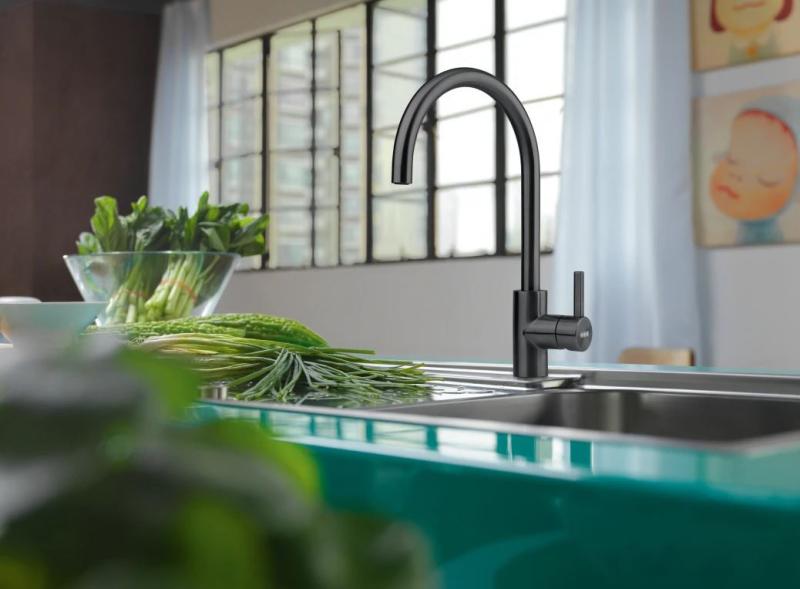 Franke Robinet de bucătărie Eos Neo cu duză pivotantă finisaj negru periat 115.0613.590