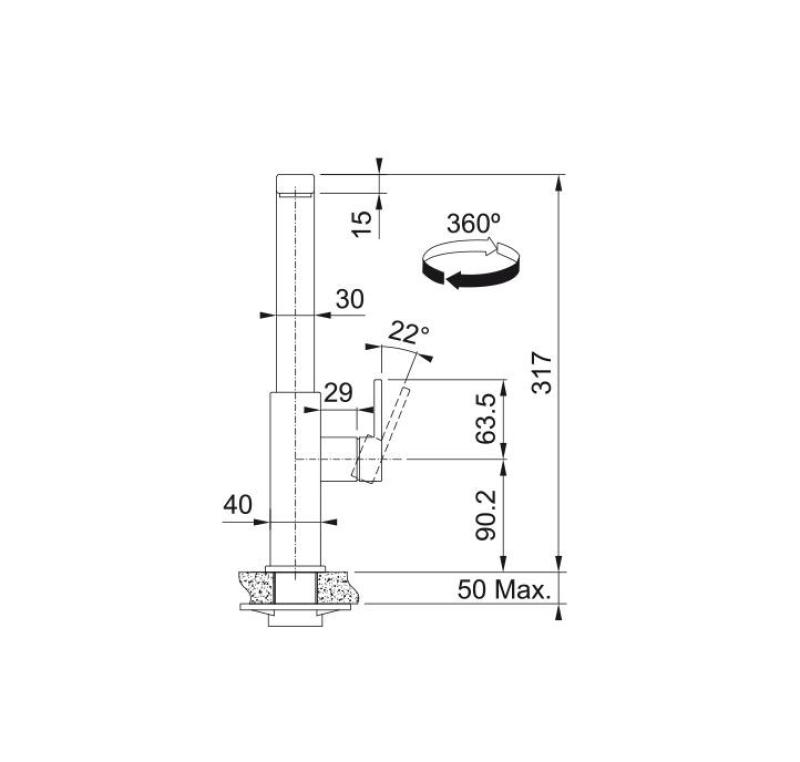 Franke Robinet de bucătărie din oțel inoxidabil masiv Mythos cu duză pivotantă inox 115.0547.852