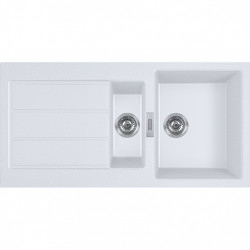 Franke Sirius 2 S2D 651 plastic 1,5 chiuvetă dublă cu scurgere albă montată pe suprafață 100x50 143.0634.555
