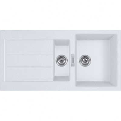 Franke Sirius 2 S2D 651 plastic 1,5 chiuvetă dublă cu scurgere albă montată pe suprafață 100x50 143.0634.555