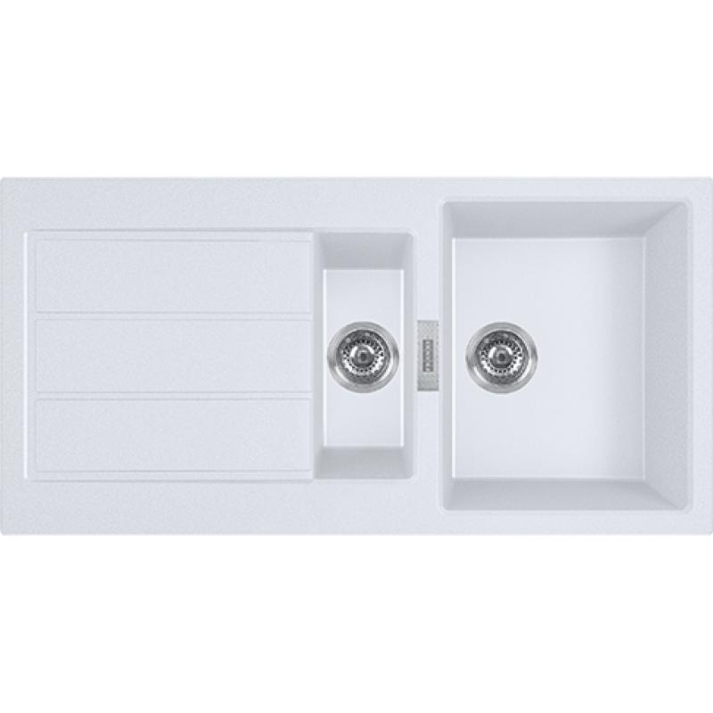 Franke Sirius 2 S2D 651 plastic 1,5 chiuvetă dublă cu scurgere albă montată pe suprafață 100x50 143.0634.555