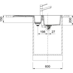Franke Sirius 2 S2D 651 chiuvetă neagră din plastic 1,5 cu o jumătate de cuvă și o tavă de scurgere suprafață 100x50 143.0634.554