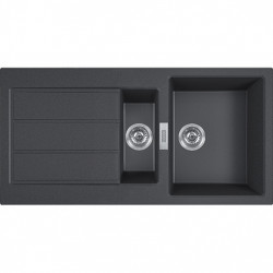 Franke Sirius 2 S2D 651 chiuvetă neagră din plastic 1,5 cu o jumătate de cuvă și o tavă de scurgere suprafață 100x50 143.0634.554