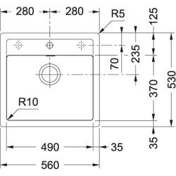 Franke Sirius 2 S2D 610.50 chiuvetă albă din plastic 56x53cm de suprafață cu orificiu pentru robinet 114.0568.052