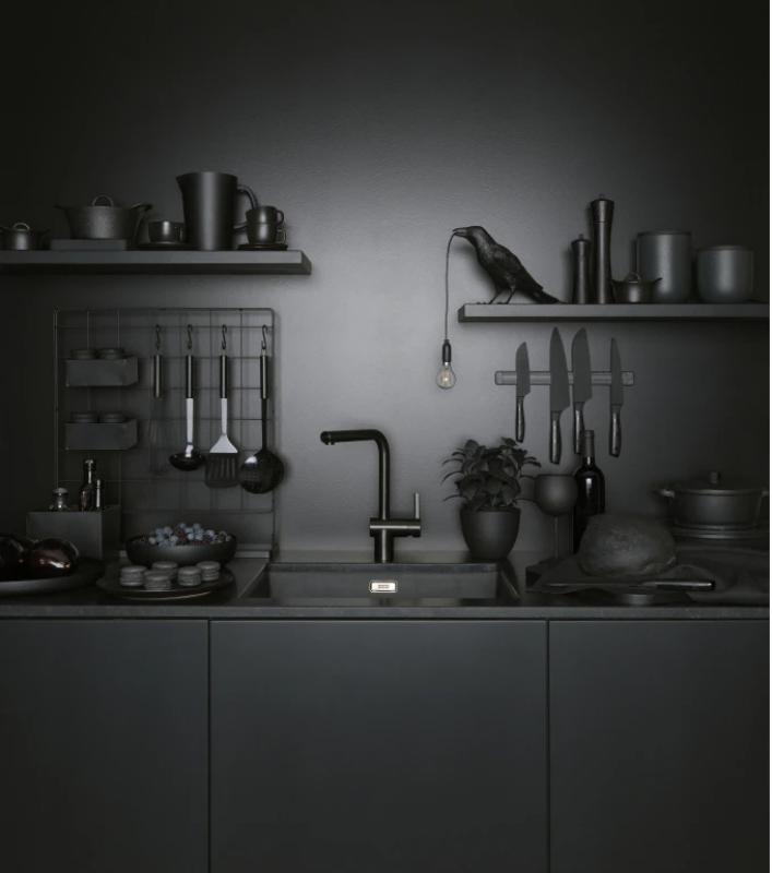 Franke Robinet de bucătărie cu senzor negru periat Atlas Neo cu duză pivotantă 115.0625.525