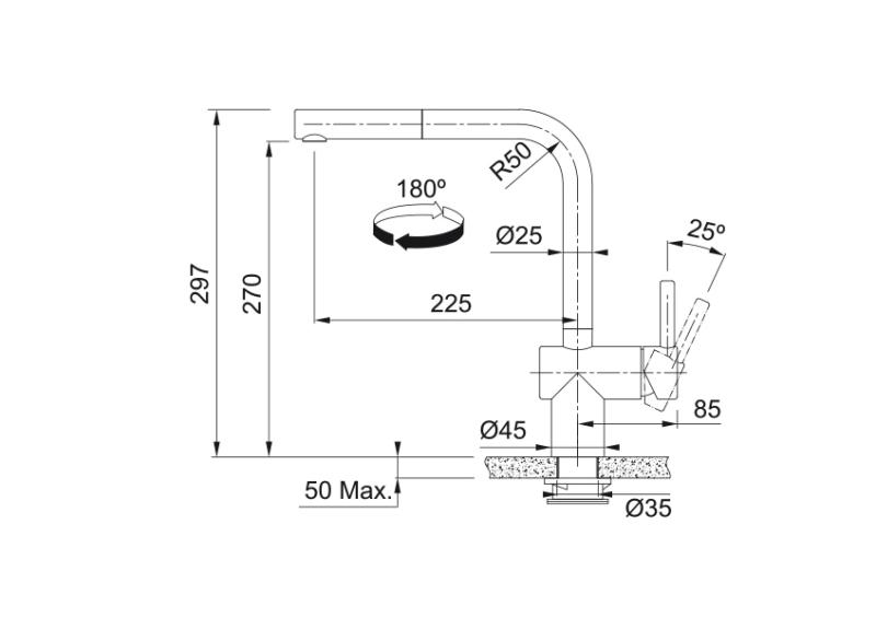 Franke Robinet de bucătărie cu senzor negru periat Atlas Neo cu duză extractibilă 115.0625.527