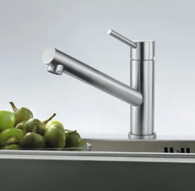 Franke Orbit Robinet de bucătărie scund din oțel inoxidabil masiv cu duză pivotantă inox 115.0569.290