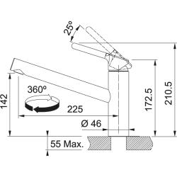 Franke robinet de bucătărie scund Orbit cu duză pivotantă cromat 115.0623.054