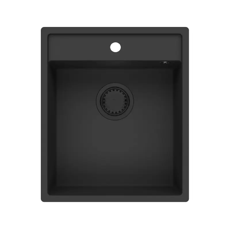 Chiuveta din granit GraniteMy Bremen, 44x52 cm, negru, montare deasupra, sub și încorporată cu orificiu pentru robinet 1208953870