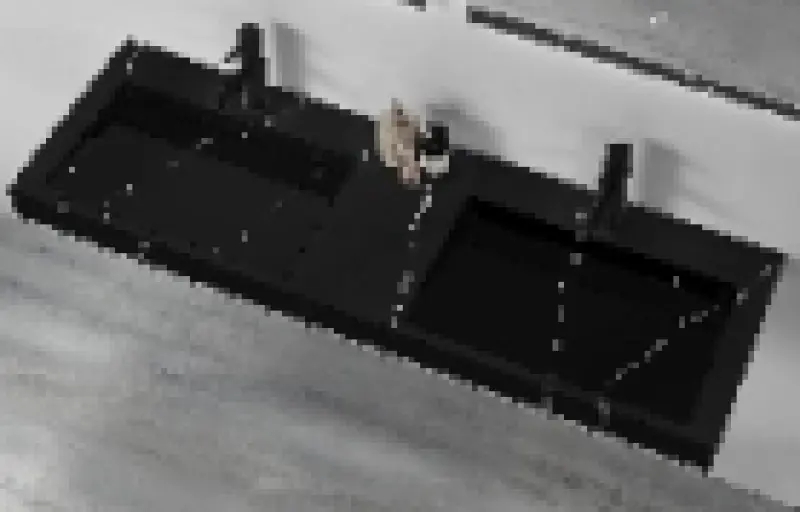 Solid-S Marble dublu lavoar din material solid surface, marmură neagră mată, fără orificiu pentru robinet, cu capac solid, B180xD45xH8 1208953889.