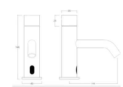 Waterevolution Flow baterie electronică pentru chiuvetă cu infraroșu, alimentată cu baterii, din alamă periată T110ELE