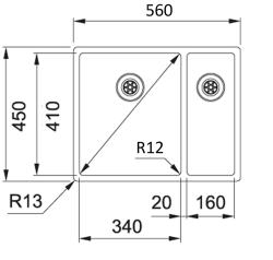 Franke Bolero plus R12 BXX 260 BL 1,5 chiuvetă din oțel inoxidabil o cuvă și jumătate cu montaj la nivel 127.0625.091
