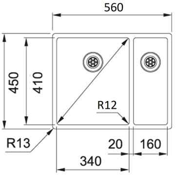 Franke Bolero plus R12 BXX 260 BL 1,5 chiuvetă din oțel inoxidabil o cuvă și jumătate cu montaj la nivel 127.0625.091